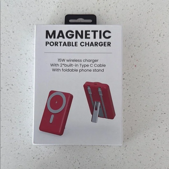 Red Magnetic Portable Charger- New Never Opened - Picture 1 of 2